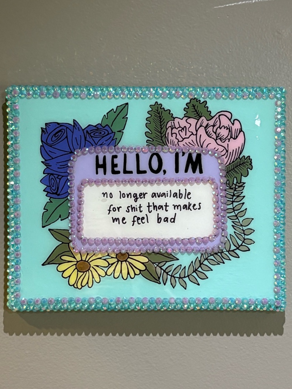 Handmade Decorative Floral Name Tag Wall Art